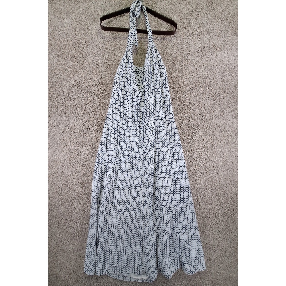 Vineyard‎ Vines Dress Womens 6 White Geometric Silk Halter Preppy Streetwear